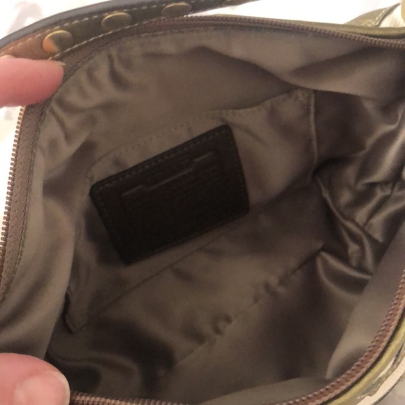 Coach small or evening bag in gold leather and cream fabric zebra print - Picture 4 of 11